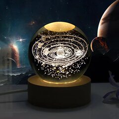 創意水晶球3d内彫刻小夜灯発光木製ベース宇宙飛行士誕生日プレゼントメーカー直販