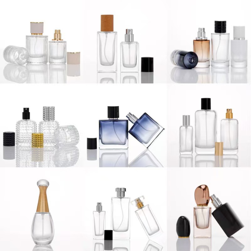 Ventas transfronterizas calientes 30ml 50ml botellas de fragancia de vidrio de muestra pequeña botella de aerosol portátil al por mayor