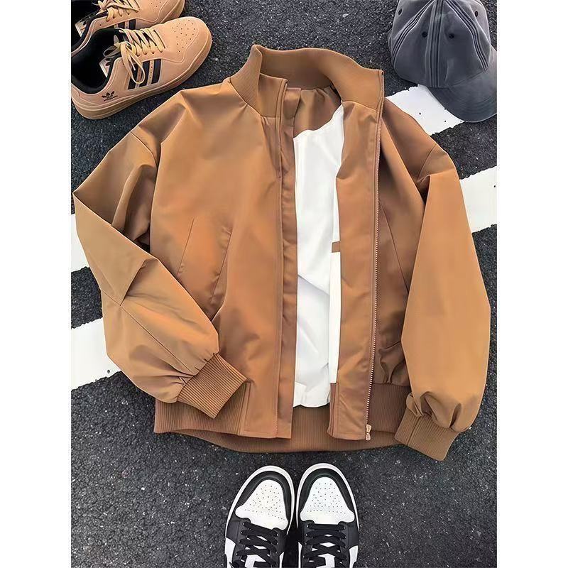 2026 New Style Stand Collar Silhouette Jacket, Spring and Autumn American Trendy Brand Loose Short Flight Jacket with a Sense of Design 2026 New Style Stand Collar Silhouette Jacket, Spring and Autumn American Trendy Brand Loose Short Flight Jacket with a Sense of Design