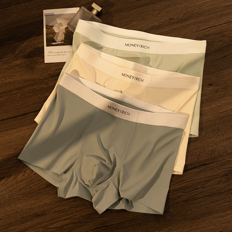 Nuevo sin marcas de seda de hielo ropa interior de hombre gran suave piel transpirable antibacteriana pantalones de calcetín de cuñón hombre fábrica al por mayor