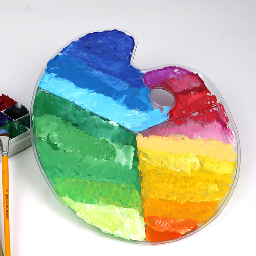 White B3 Three-Edge Plastic B2 Color Mixing Palette, Transparent Watercolor Palette with Hand Grip, 43*30cm Elliptical