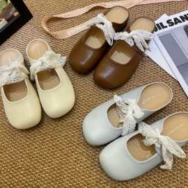 法式温柔晚晚鞋包头半拖鞋女夏外穿2025新款配裙子一脚蹬单鞋凉拖