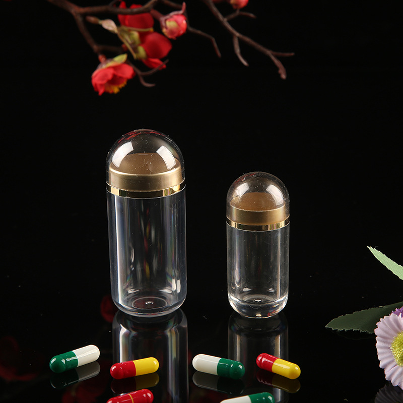 厂家现货亚克力胶囊瓶透明保健品瓶子弹头安全健康海参虫草包装瓶