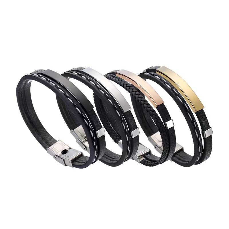 20g Weight wristband, Bracelets Classification 1 Piece Quantity Holiday, Daily Occasion Pu Leather Material Geometric, Customization Laser Engraving Pattern Couple, Men's Gender Retro, Punk, Simple Style Style Braid, Polishing Craft Couple Men's Retro Punk Simple Style Wristband Bracelets Geometric Customization Laser Engraving Pu Leather Braid Men Cord & Leather Bracelets 1