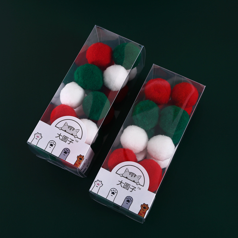 Bola de juguete para mascotas gato perro mudo juguete poliéster bola elástica macaron Color Auto-Hola caja de regalo interactiva suministros