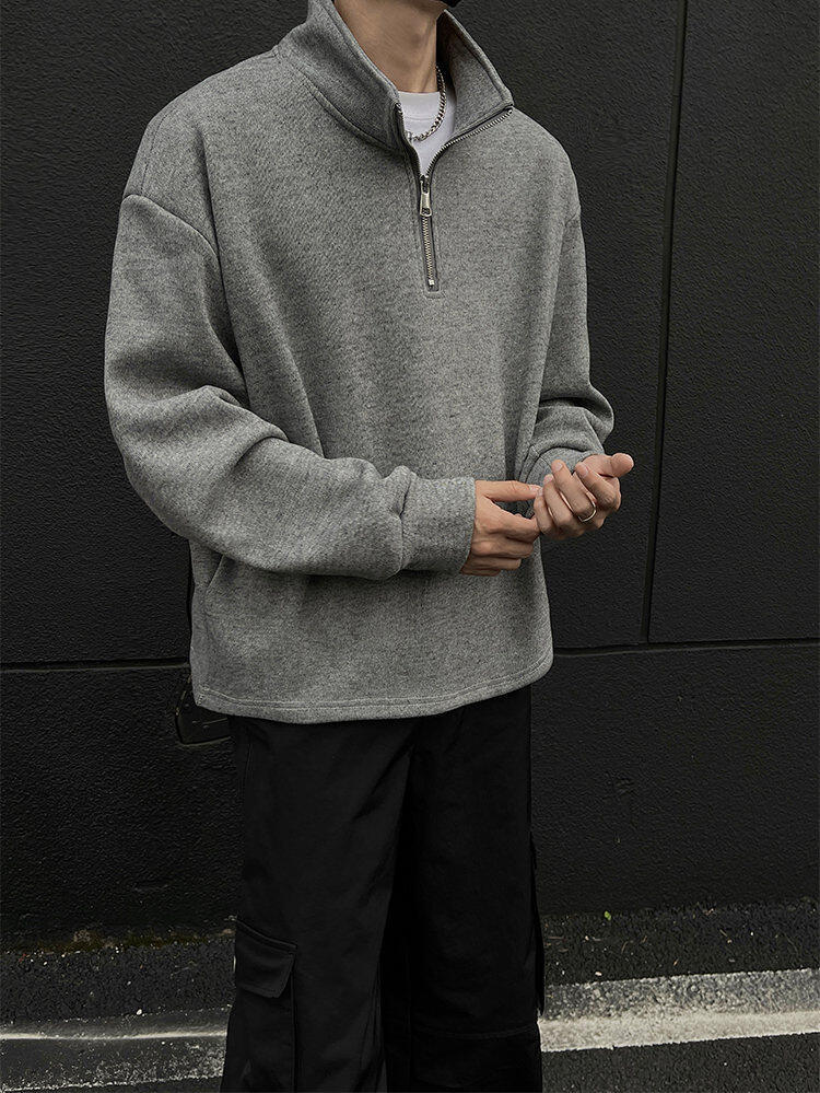 Herr half-zip sweatshirt med fleece i höst och vinter_voghion.com