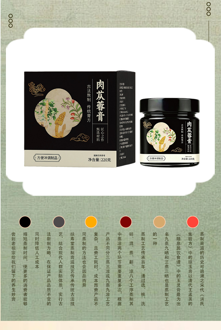 Rou Cong Rong Paste (Cistanche deserticola) — Traditional Herbal Paste, 220g Jar specifications