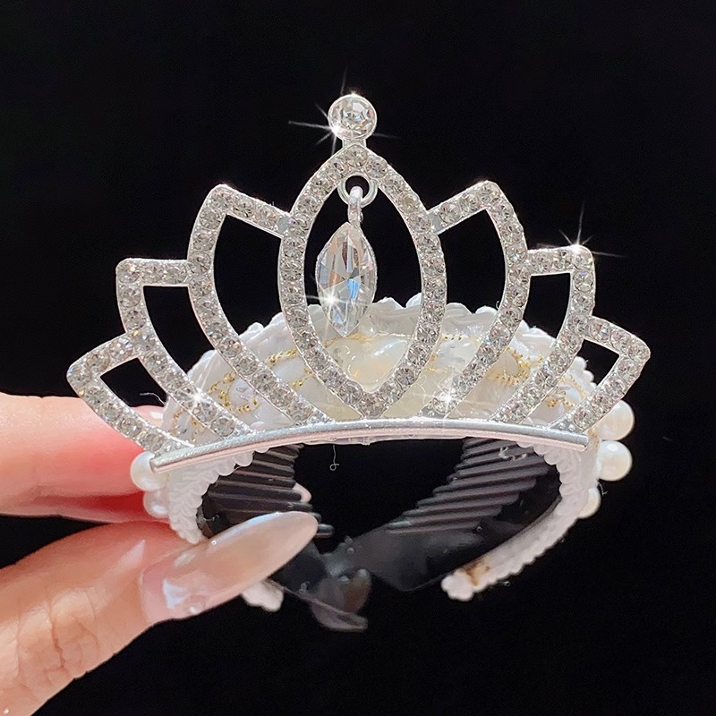Princesa pequeño tocado de corona rendimiento infantil corona de alta gama hebilla de pelo de bola de alta gama artefacto para el cabello accesorios para el cabello para niñas