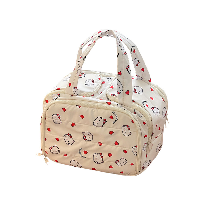 Bagos de maquillaje de mano de gato lindo para mujeres 2025 gran capacidad portátil de alto valor facial bolsa de lavado de viaje bolsa de almacenamiento