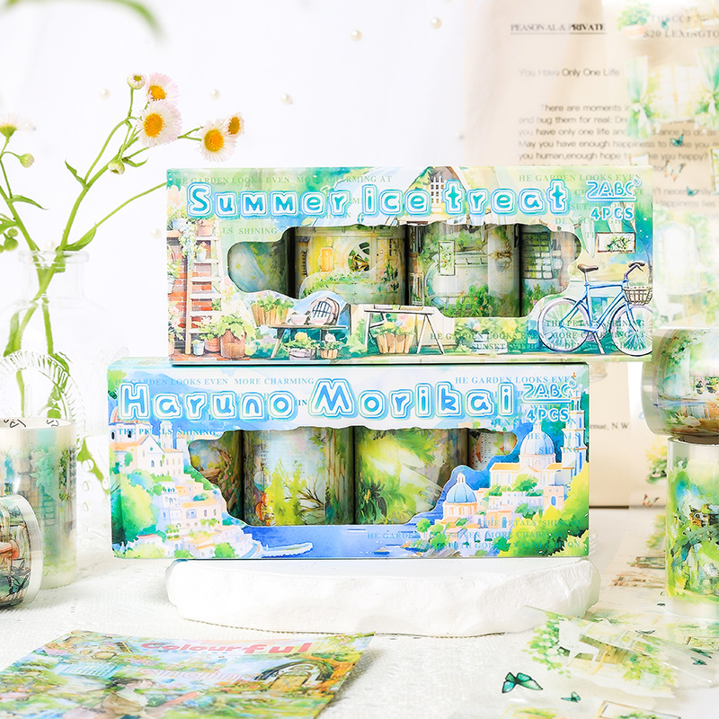 Green Forest Yi Noche Primavera Estilo Mansión europea y americana Pet Material de decoración de cuentas a mano impermeable Caja de cinta de cuentas a mano