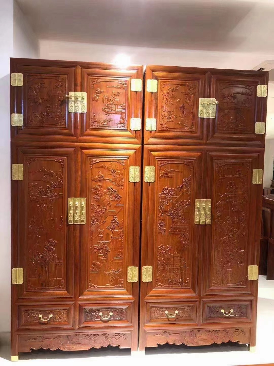 红木衣柜家具复古花梨木刺猬紫檀实木中式卧室家具四门组合顶箱柜-阿里巴巴