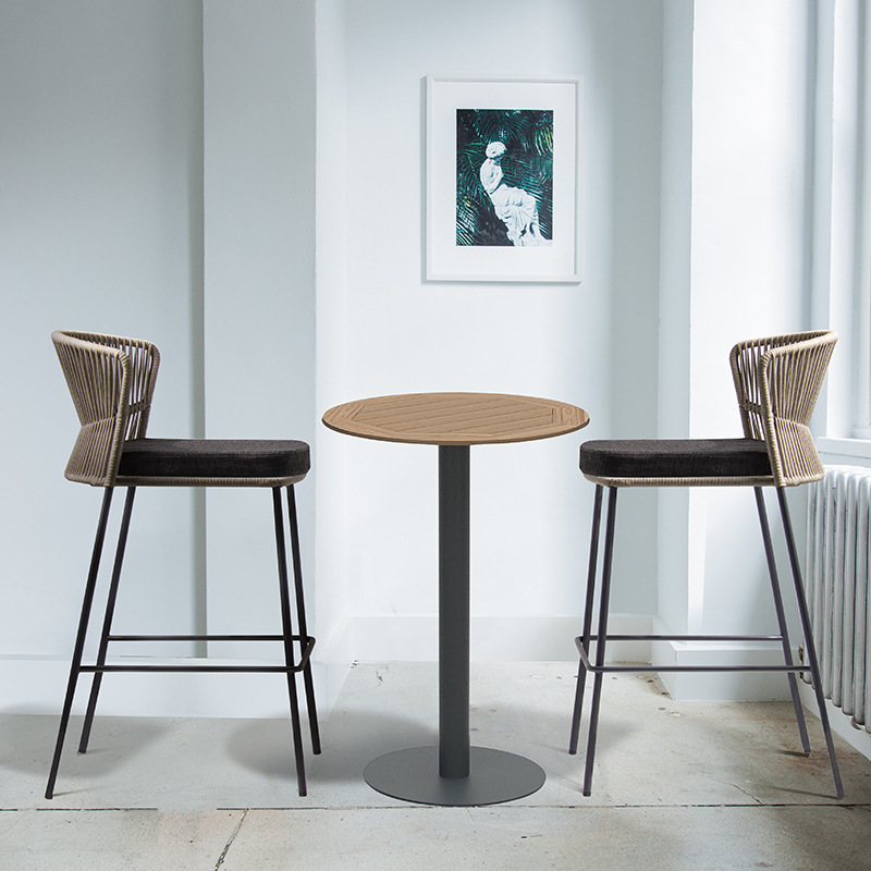 Outdoor bar chair creative rattan chair boutique courtyard bar club restaurant bar counter woven backrest chair rope high stool