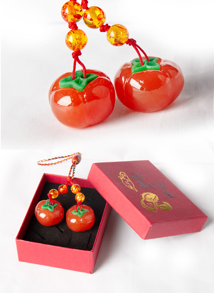 Factory Wholesale Resin Persimmon Pendant, Good Things Happen, Everything Goes Well, Creative Ornament Keychain
