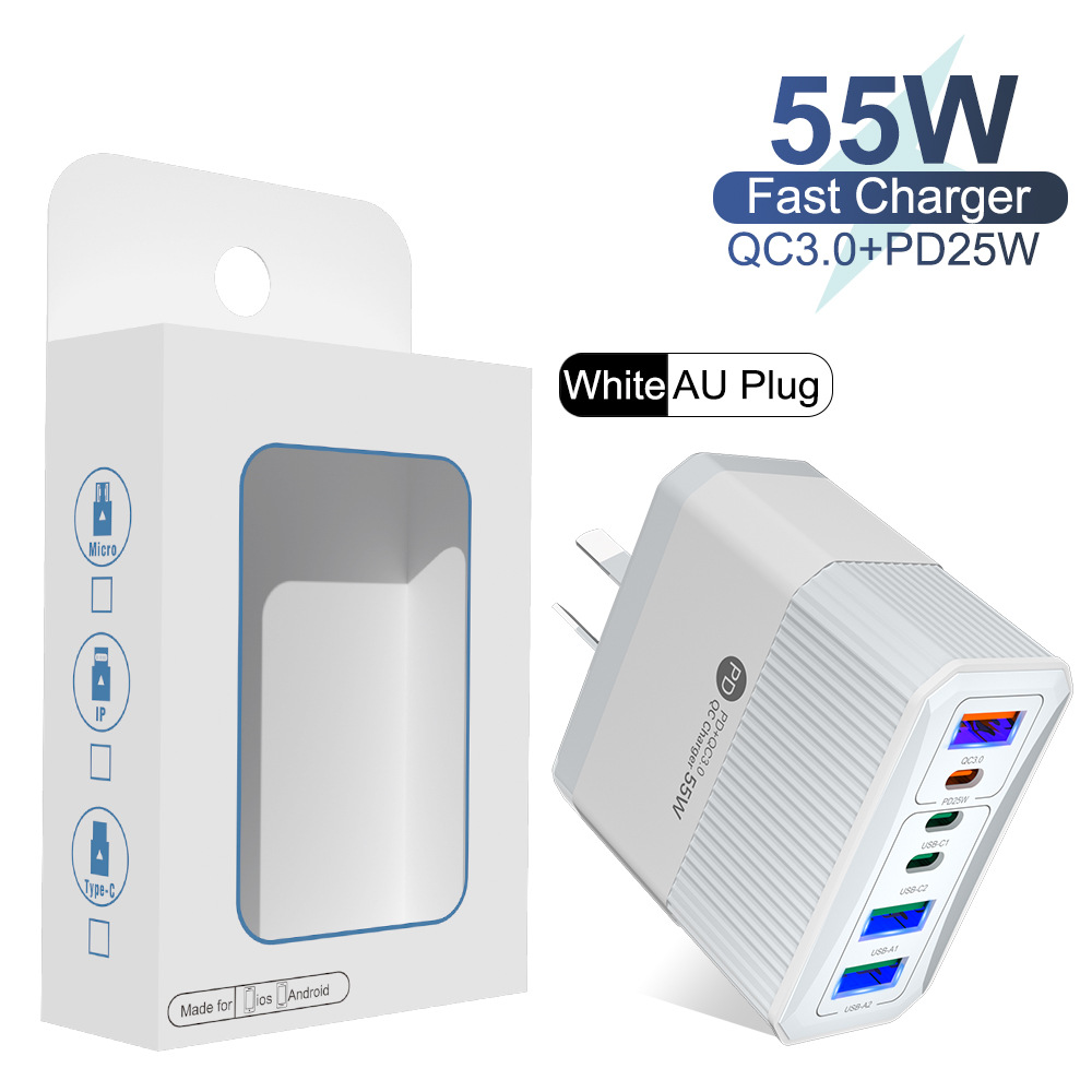 QC3.0+PD25W 6포트 호주 규정(대형 포장) 흰색