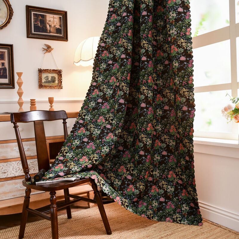 Amazon New Product Floral American Pastoral Retro Bedroom Living Room Balcony Blackout Decorative Curtains Factory Wholesale