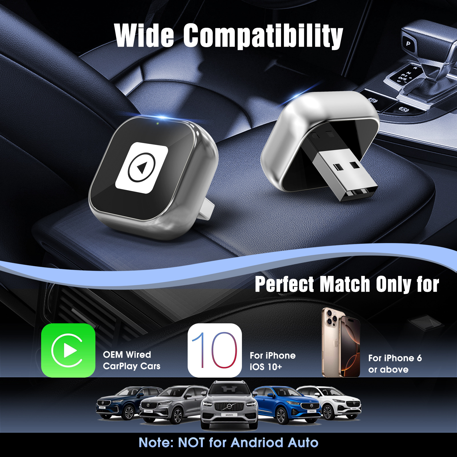 Cross-Border Smart Carplay Box Car Converter Android Auto Wired to Wireless Car-Machine Interconnection