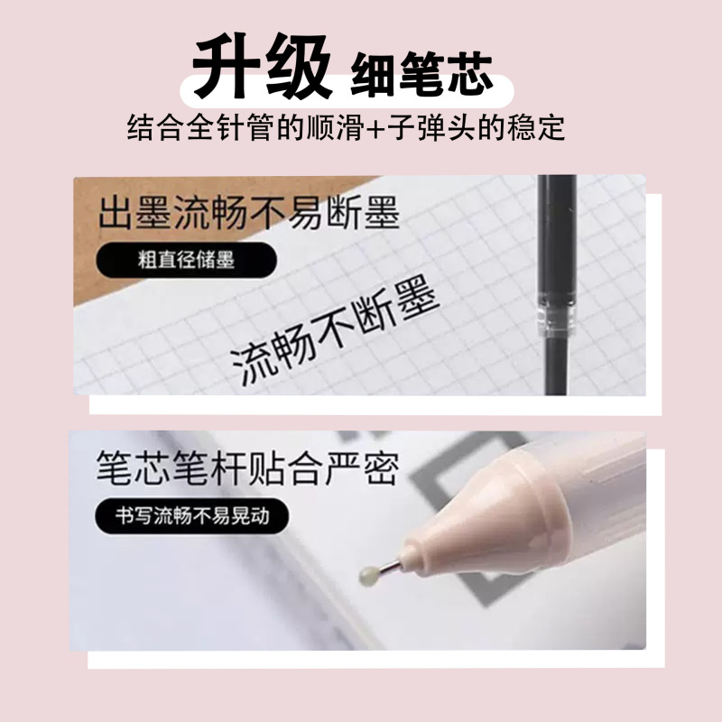 掌握按动极细中性笔细品系列学习办公0.18 0.28 0.38文具用品批发|undefined