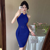Southeast Asian Sexy Tank Top Skirt Design Sense Hanging Neck Wrap Hip Knitted Dress
