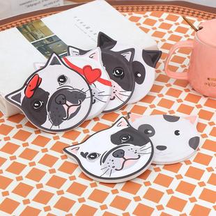 新款創意狗狗杯墊 卡通狗頭陶瓷杯墊 小狗陶瓷杯墊日用陶瓷隔熱墊