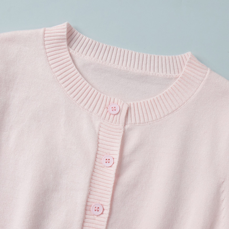 Áo cardigan len dệt kim dài tay dáng ôm cổ tròn có nút — Màu nâu, màu hồng, màu nâu nhạt, màu tím đậm chi tiết 18