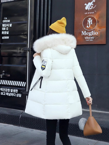 Cross-border 2025 Women's Medium-Long Slimming Hairy Down Jacket with Thick Plush Hood for Plus Size Trendy Down Coat
