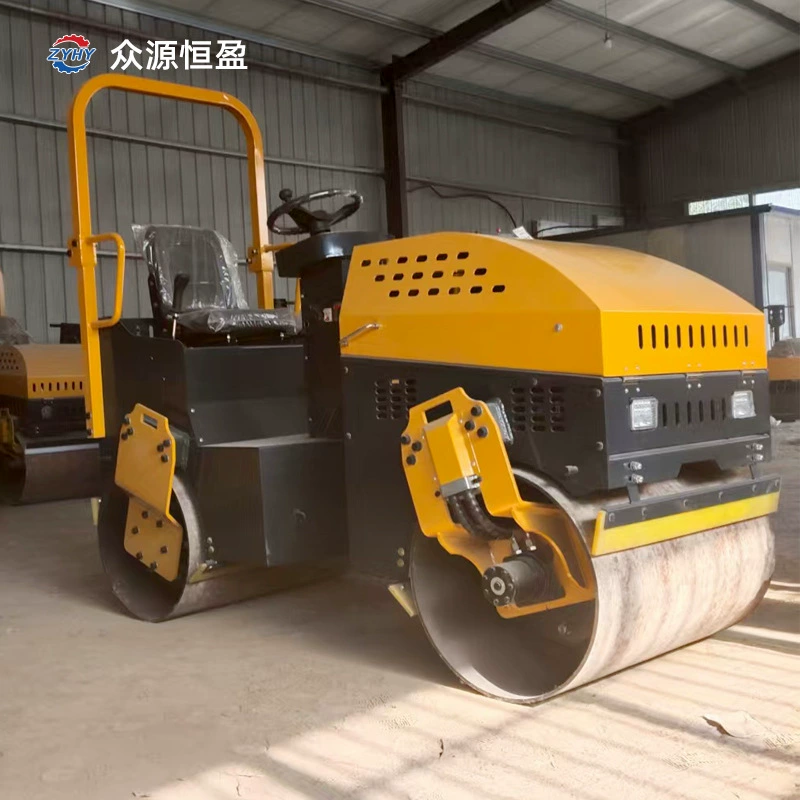 Асфальтоукладчик, вибротрамбовка с двумя стальными колесами для уплотнения грунта, трамбовка для укладки бордюров и засыпки траншей