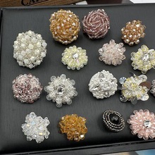 厂家批发时尚潮流手工钉珠水晶高脚手缝布包纽扣 外套毛衣装饰扣