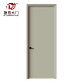 现代极简风莫兰迪烤漆门原木纯色平板卧室内门隔音整套实木门工厂