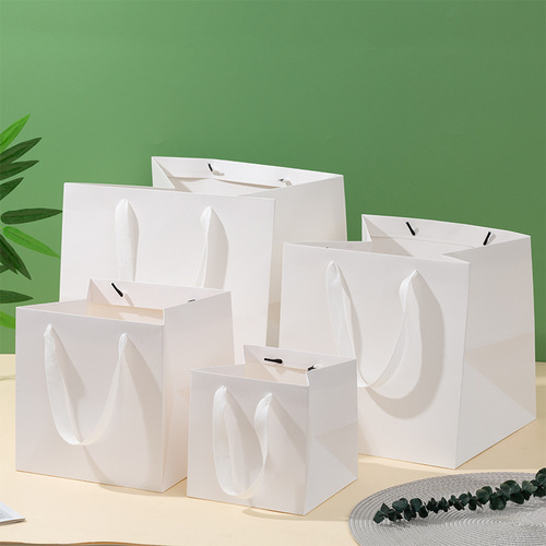 Square gift bag, pot plant wide bottom hand-held bag, thick take-out baking packing bag paper bag square