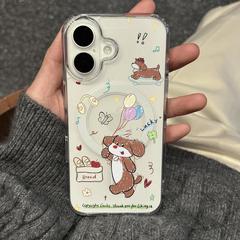 气球小狗适用苹果15promax亚克力17 16透明11磁吸壳ai按键16pro13