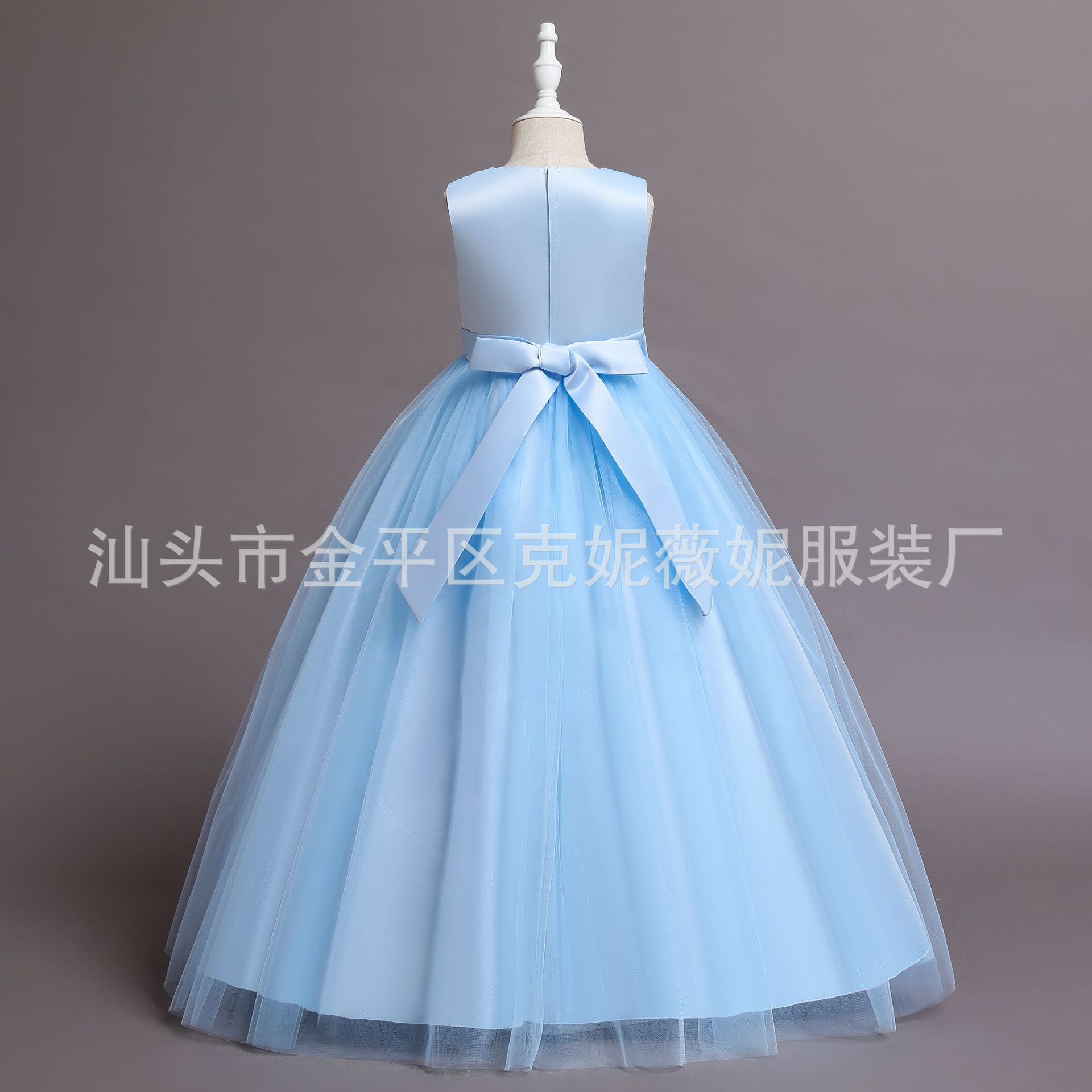 儿童晚礼服女童公主裙高腰无袖小女孩主持人钢琴演出服公主风-阿里巴巴