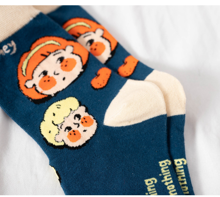 Cartoon Socks Female Middle Tube Socks Cute Animal Cow Middle Tube Cotton Socks Wholesale display picture 4