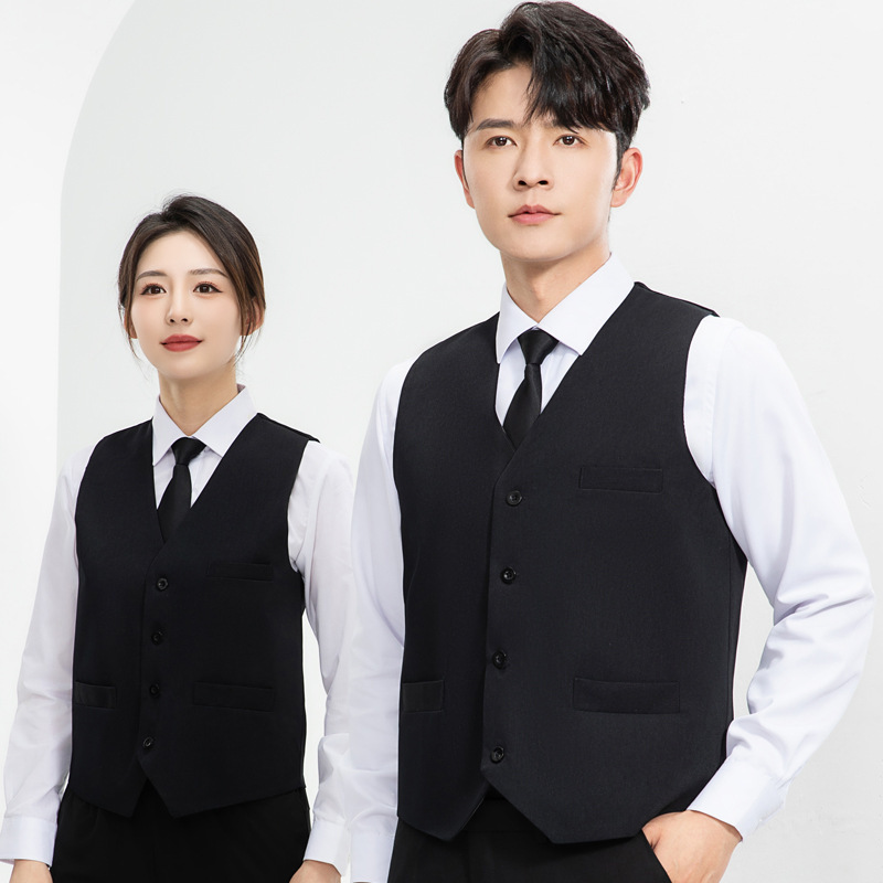 Front Desk Waiter Vest Work Clothes Printed with Logo Female Front Desk Welcome Bartender Suit Vest Men's High-End