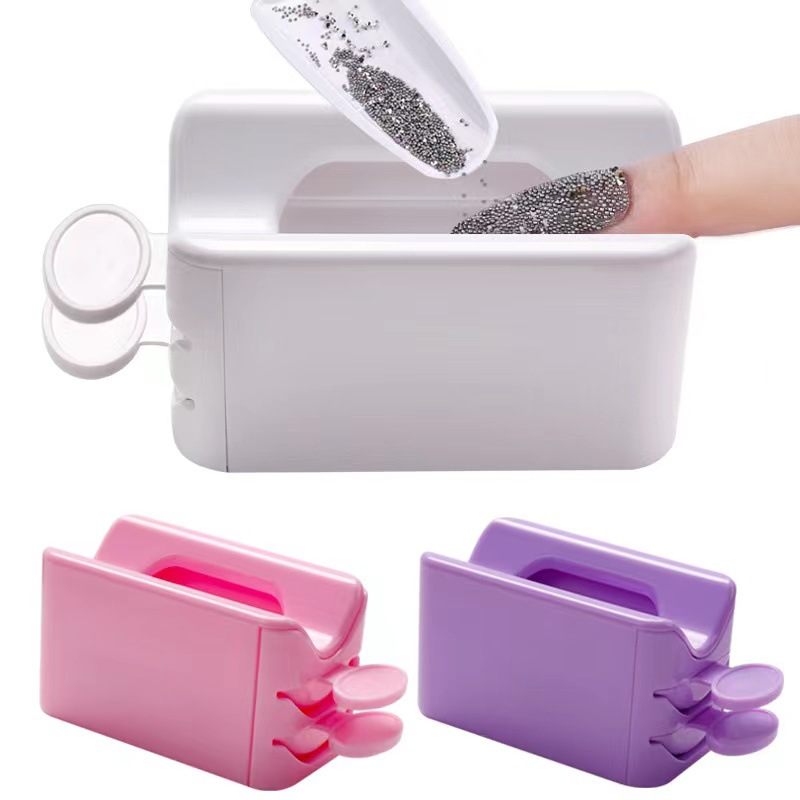 Caja de reciclaje de polvo de uñas lentejuelas de polvo suelto micro diamante lana trituración caja de recolección de almacenamiento de polvo de diamante con caja de embudo