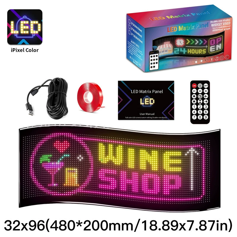 Popular Flexible LED Advertising Soft Screen APP Bluetooth Display Scroll Wording Double Row Store Signboard Display Soft Screen