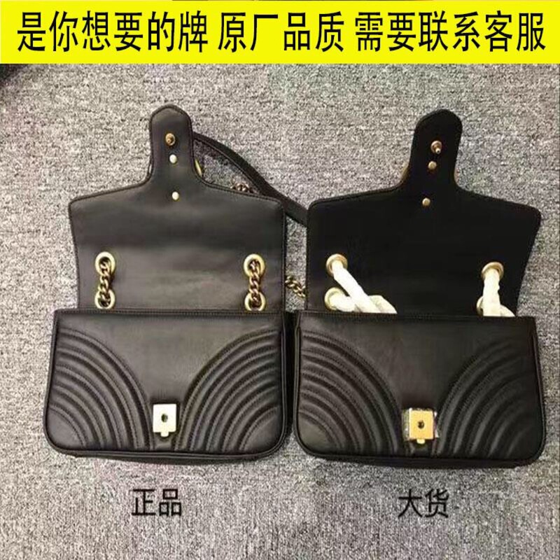 European and American Export Brand New Double g Marmont Heart Wave Pattern Women's Bag Single Shoulder Diagonal Chain Quilted Bag