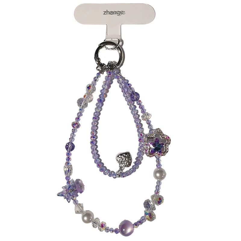 Crystal bracelet phone strap, short handheld chain, light-luxury DIY accessory