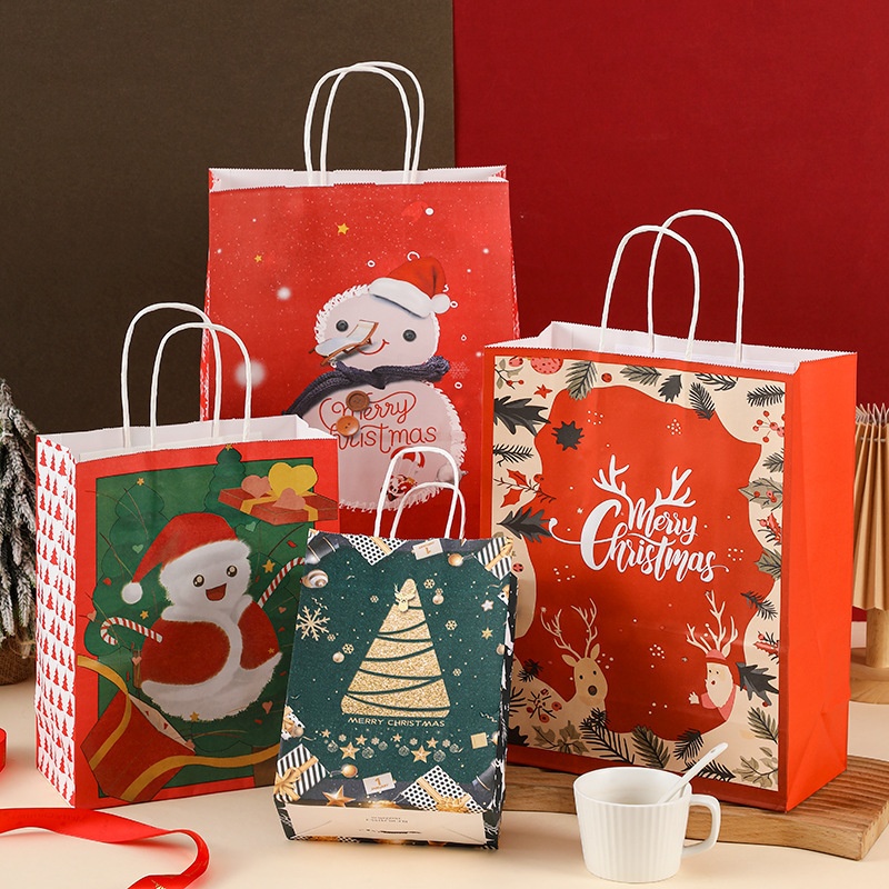 クロスボーダー現物クリスマスギフトバッグ平安果クリスマス祝日プレゼント包装袋サンタクロース赤い紙袋|undefined
