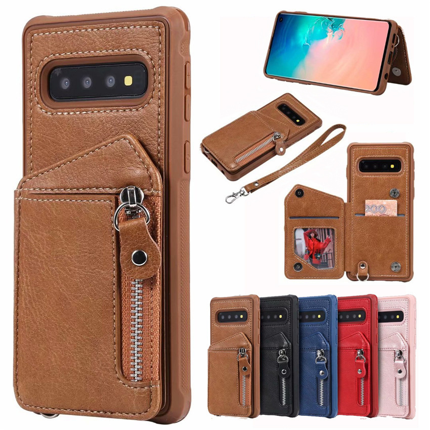 For iPhone11Pro double buckle zipper phone case XR card protective case XSMax card bag leather case