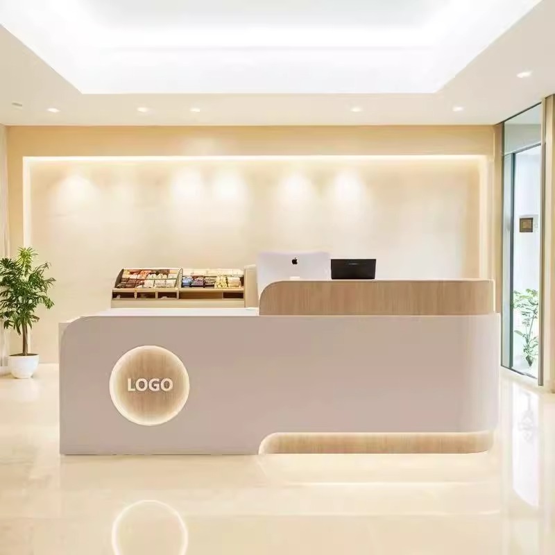 塗装受付デスク フロントデスク 美容室レジ バーテーブル ライト高級 高級バーテーブル レジカウンター|undefined