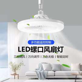 智能家用静音吊扇灯小型新款E27螺口风扇灯餐厅卧室led风扇灯批发