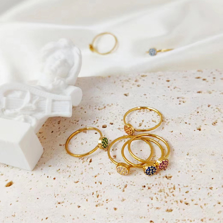 Glam, Lady, Shiny Style PVD Coated Real Gold Plated Geometric Color Block Stainless Steel Glam Lady Shiny Waterproof Non Tarnish Rings