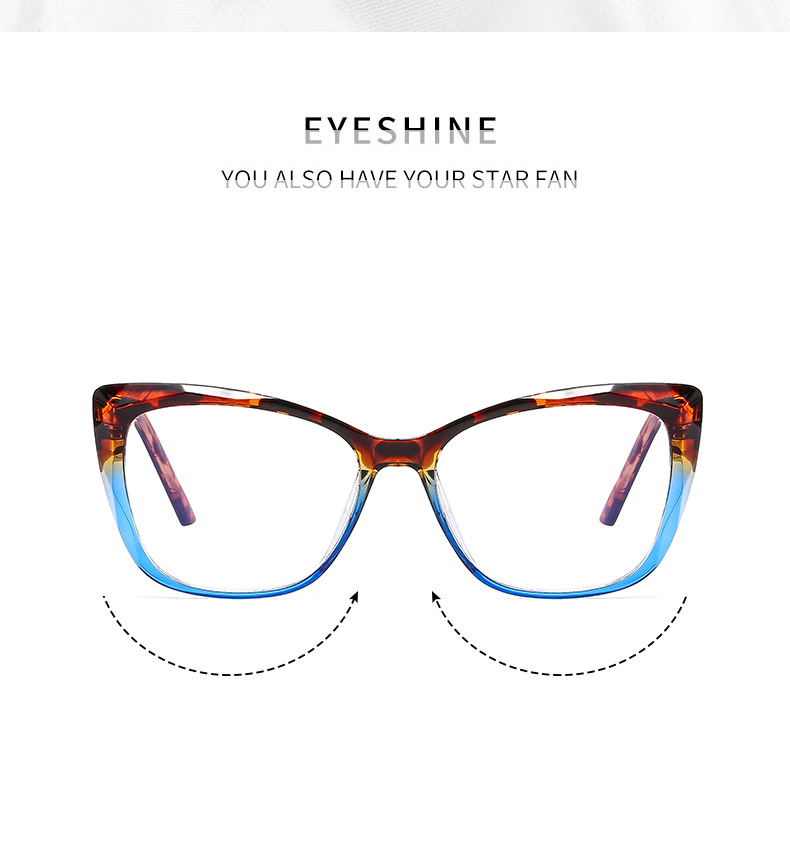 2023 New TR90 insert cat eye anti-blue glasses frame spring leg plain plain lens tide glasses_voghion.com