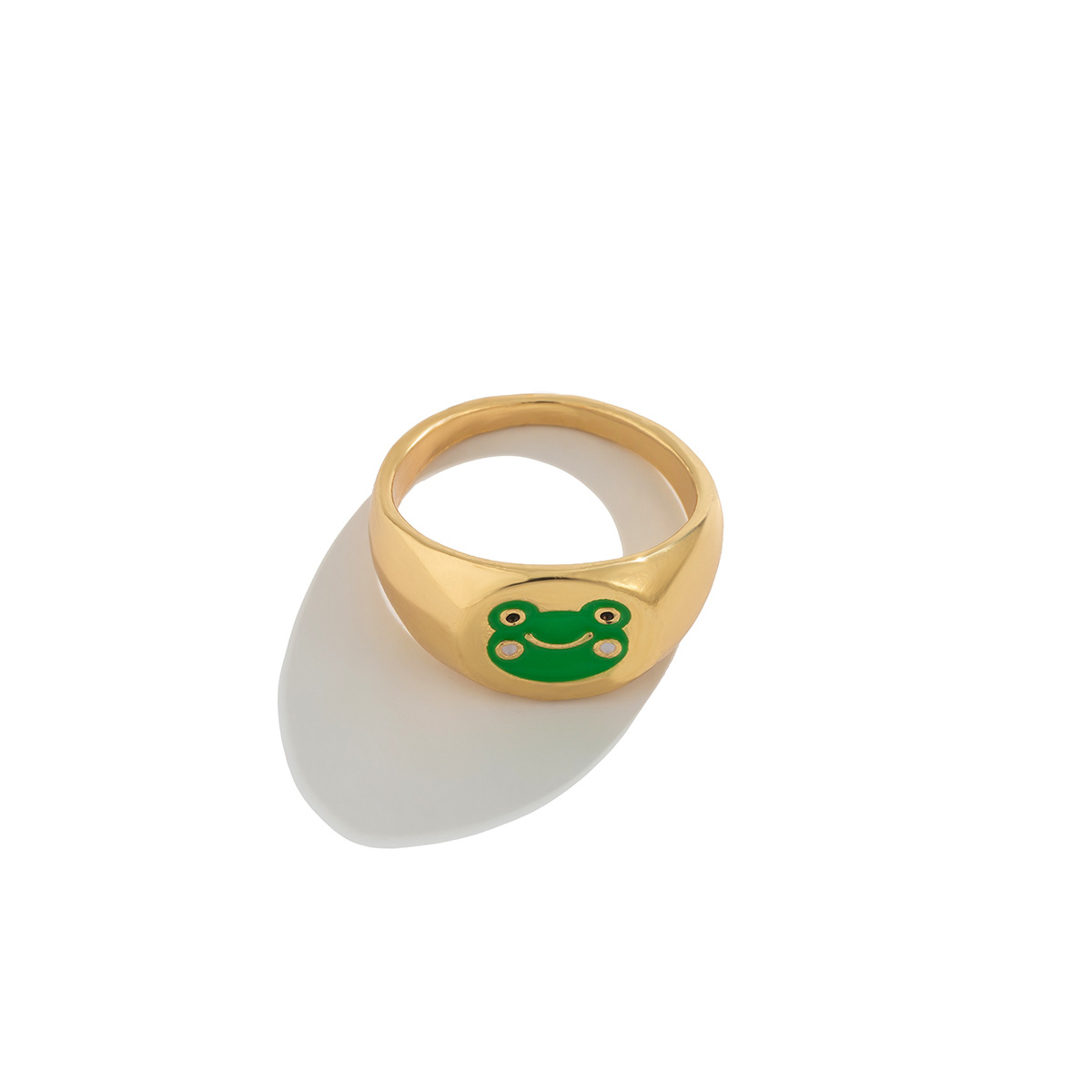 Anneau de grenouille brillant minimaliste personnalisé avec ouverture d'animal dégoulinant d'huile avec anneau de grenouille brillant à la mode et réglable pour accessoires_voghion.com