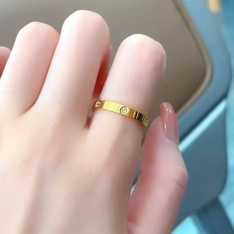 沙金钻纹米字戒指女ins小众设计情侣指环轻奢素圈食指戒指不掉色