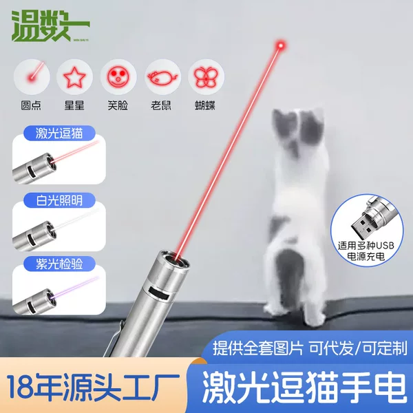 Rechargeable All-In-One Cat Toy Pet Laser Teaser Stick USB Direct Charging Model for Cats