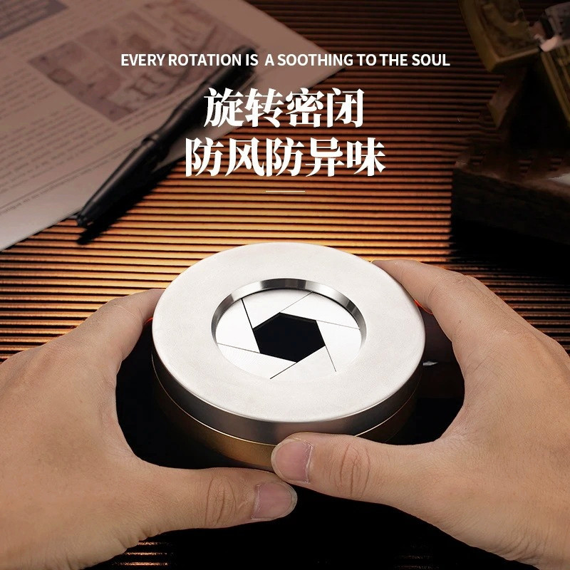 易清洗加厚防倒灰车载家用不锈钢创意烟灰缸高级礼品烟缸快门设计|undefined