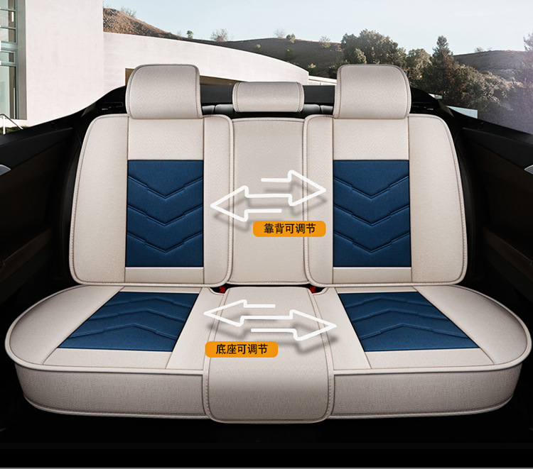 Four-Season Universal Fabric Seat Cover, Car Seat Cover, All-Inclusive Seat Cushion, New Five-Seater Fully Enclosed Linen Car Seat Cushion