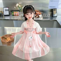 Платье Hanfu для девочек Лето 2025 новый детский иностранный стиль китайский стиль детское летнее платье тонкая старинная юбка