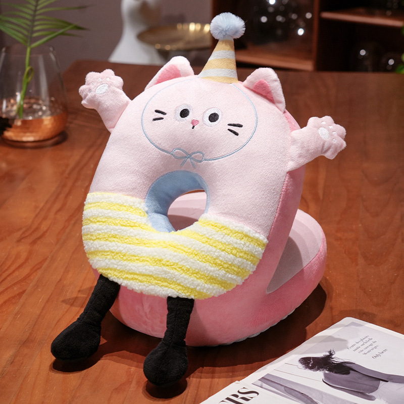 작은 손 큰 오픈 낮잠 베개----핑크 고양이